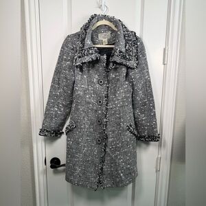 Nick & Mo Black and White Textured Trench Coat